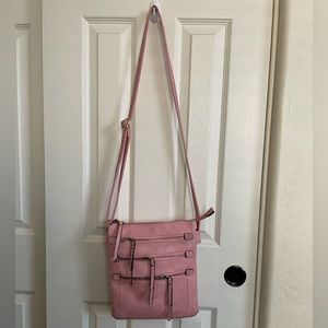 Mia K pink vegan leather crossbody
